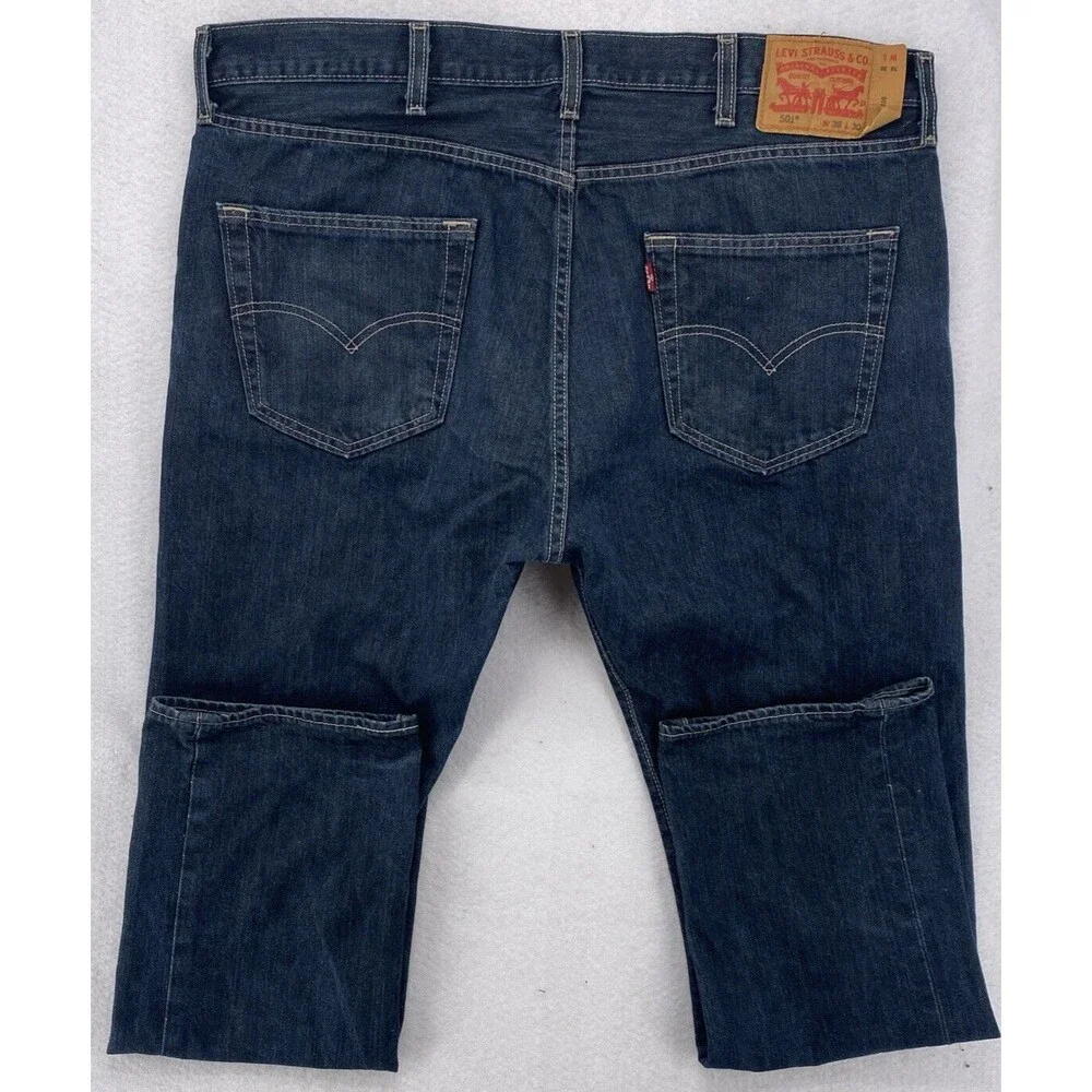 Levis 501 Original Fit Jeans Mens 38x30 Dark Wash Straight Leg 100% Cotton Blue